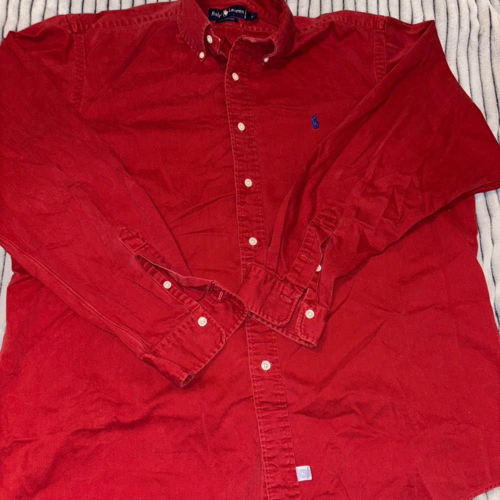 Red Polo Ralph Lauren button-up shirt